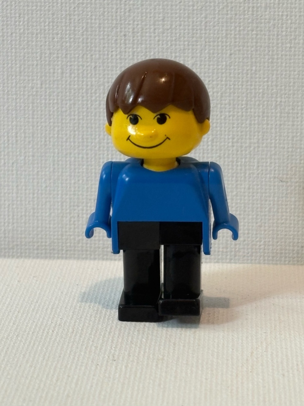 Vintage LEGO Basic Figure Human Boy Blue, Black Legs, Brown Hair MINIFIGURES